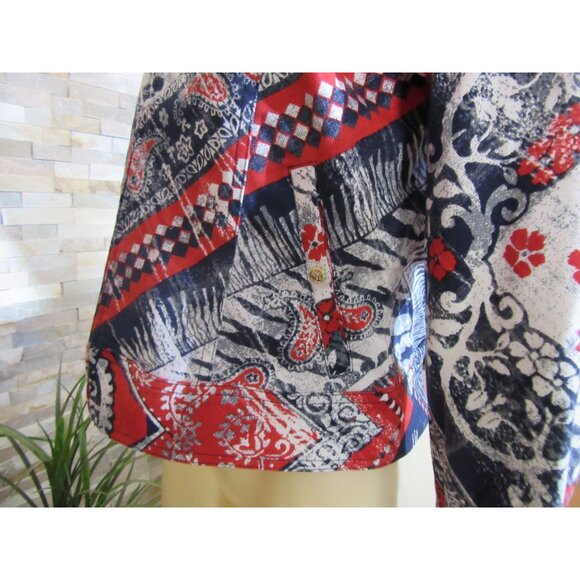 Vintage St John Sport Paisley Bold Print Zip Up Jean Jacket Size Small - Picture 4 of 8